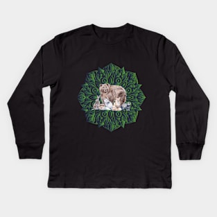 Mandala Rabbit Bear Hedgehog Fox Badger Kids Long Sleeve T-Shirt